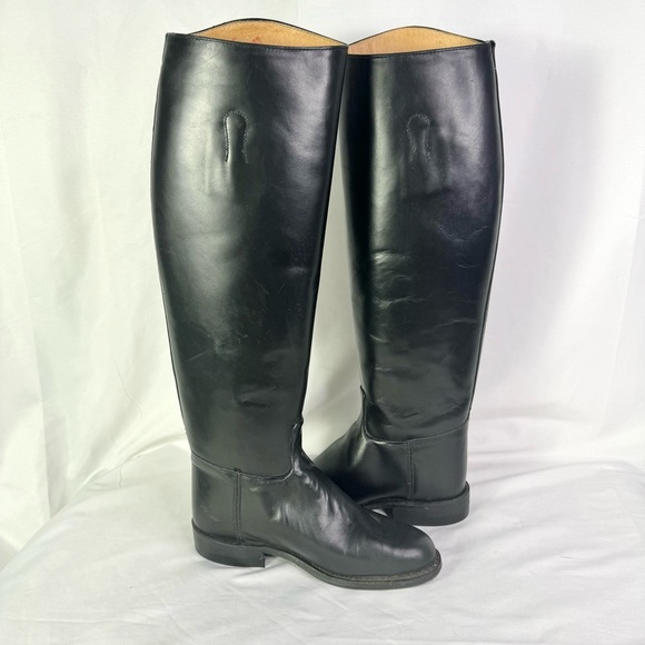 BOULET VINTAGE BLACK RIDING BOOT EQUESTRIAN BOOT TALL BOOT BELOW THE KNEE SIZE 6 - Picture 8 of 15